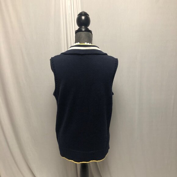 CJ Banks Sweater Vest Womens Size 14W Navy White Yellow Sleeveless Zippered NEW - Picture 4 of 6